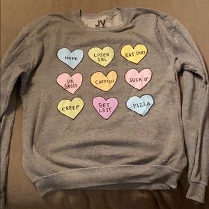 Jac Vanek Crew Neck Candy Heart Sweatshirt